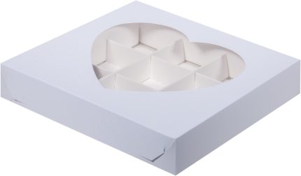 Коробка для конфет на 12 ячеек с окном, белая, размер 19*15*3см 10