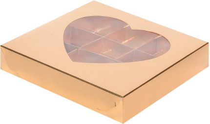 Коробка для конфет на 9 ячеек с окном, красная матовая, размер 15,5*15,5*3см 4