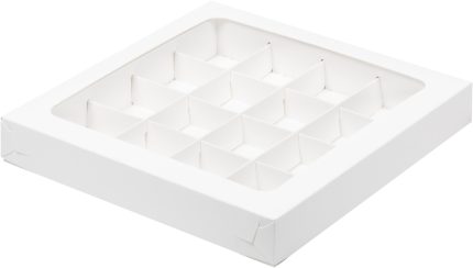 Коробка для конфет на 12 ячеек с окном, белая, размер 19*15*3см 4