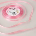 Лента атласная светло-розовая, размер: 6 мм*23 м ± 5