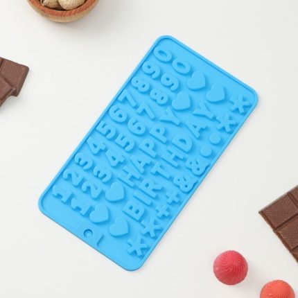 Форма силиконовая С днем рождения+ цифры, 49 ячеек