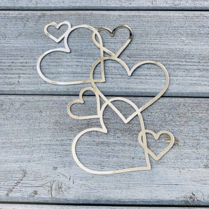 Украшение из акрила Сквозные сердца, серебро