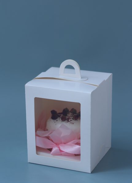 Коробка для кулича с ложементом 14*14*17,5 см, цвет белый