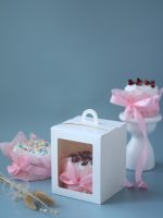 Коробка для кулича и пасхи с подложкой ЛХДФ 14*14*17,5 см, цвет белый 14